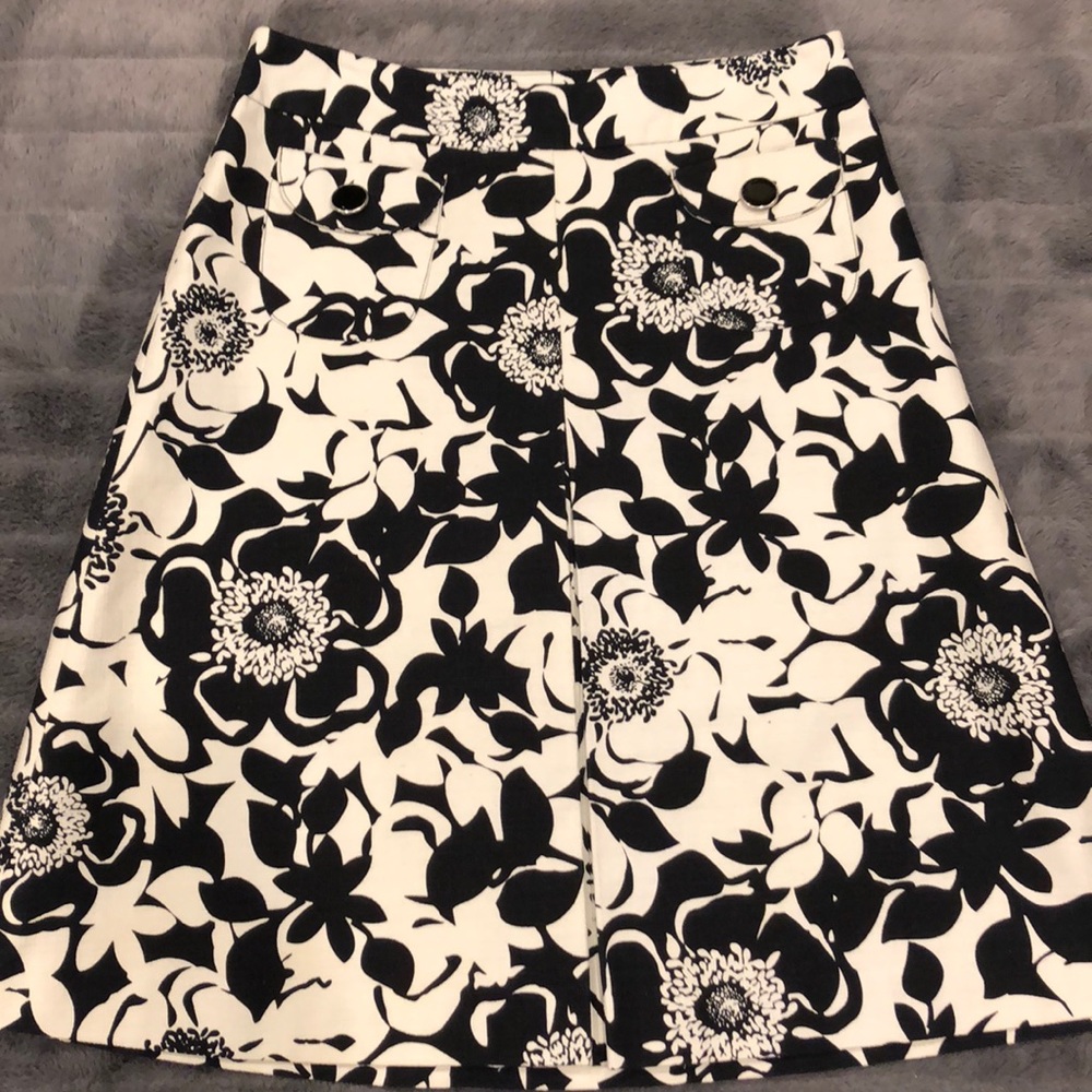 Black and Ivory Floral Statement Skirt